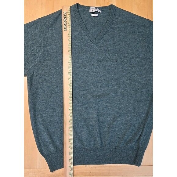 Peter Millar V Neck Sweater Mens Size Large Green 100% Merino Wool Pullover - Picture 6 of 10